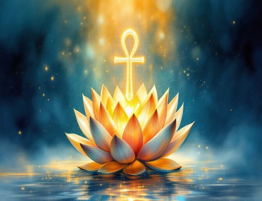 Lotus and ankh emblem